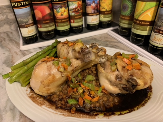 Roast Chicken with Lentils and Red Wine