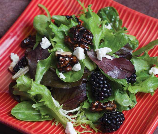 Blackberry and Feta Salad with Glazed Walnuts