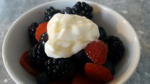 Balsamic Berries with Honeyed Greek Yogurt