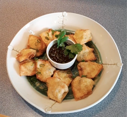 Fried Wontons with Sesame Soy Dipping Sauce