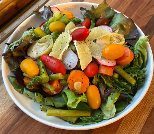 Spring Vegetable Salad with Lime Poppy Seed Vinaigrette