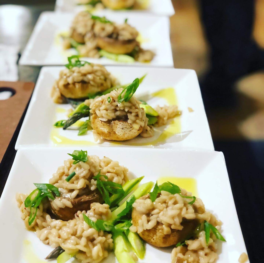 Risotto Stuffed Mushrooms with Asparagus Slaw