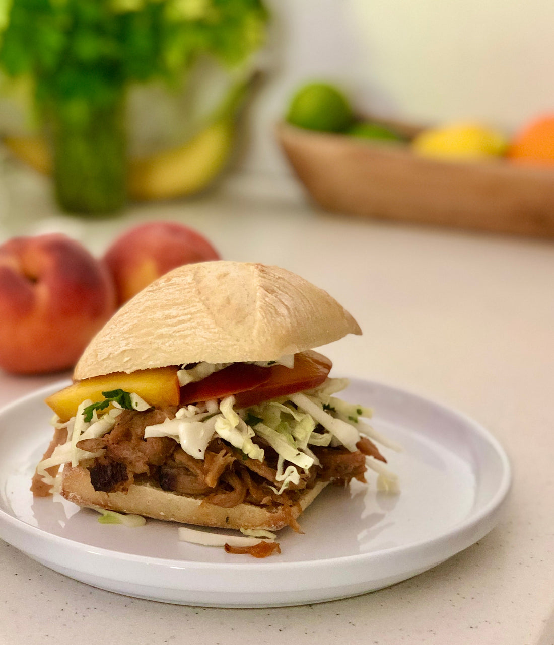 Chipotle Pulled Pork with Pickled Peaches