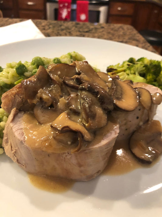 Pork Chops with Broccoli and Mushrooms