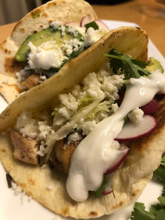 Grilled Chicken Tacos with Lime Slaw