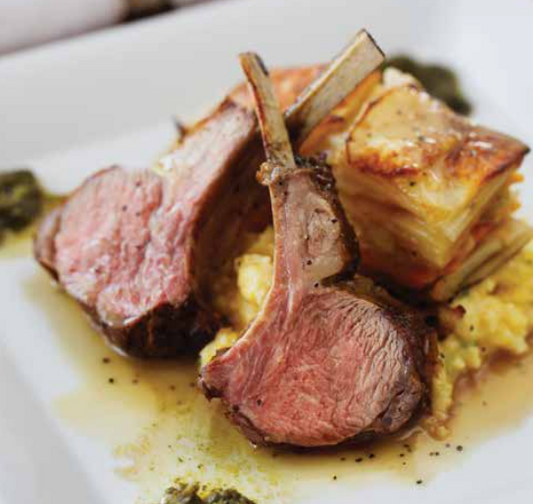 Rack of Lamb with Spicy Polenta and Vegetable Terrine
