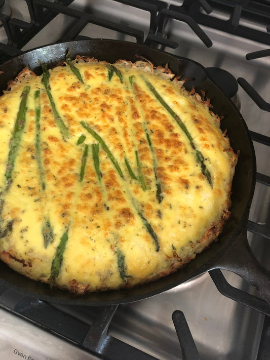 Asparagus Quiche with Hash Brown Crust