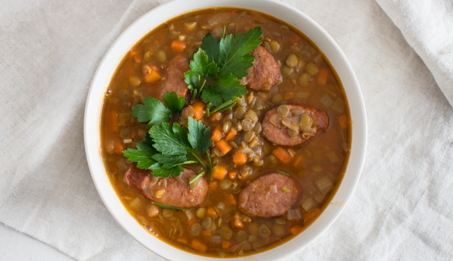 Rosemary, Lentil and Sausage Soup