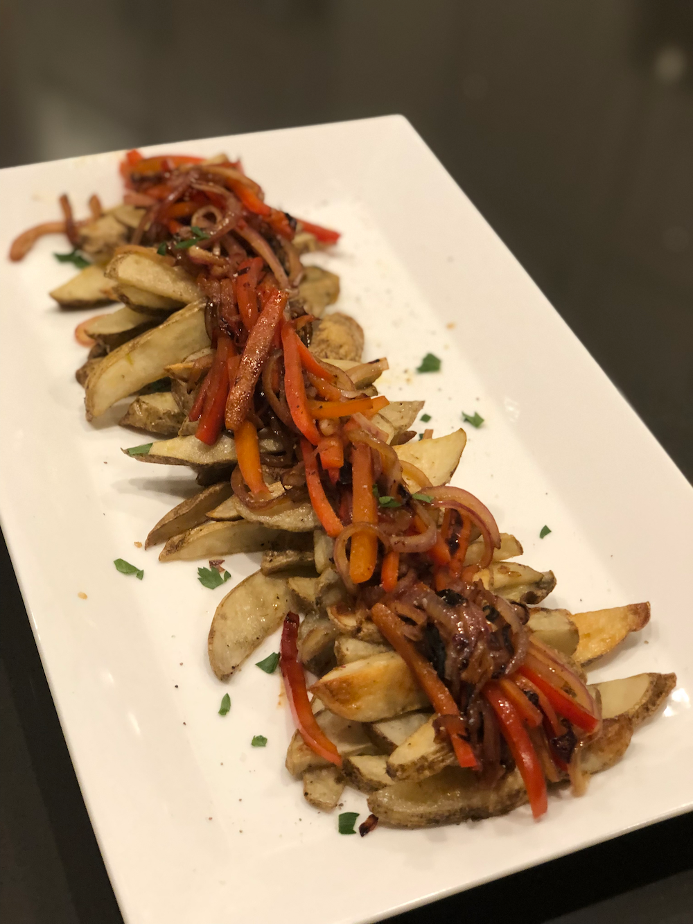 Roasted Potatoes with Red Peppers and Onions