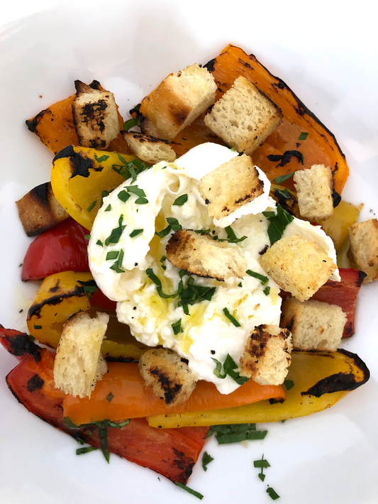 Grilled Peppers with Burrata