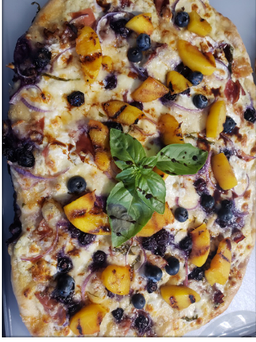 Four Cheese Peach and Blueberry Pizza