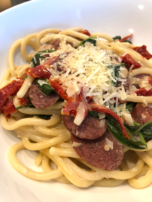 Spaghetti, Sausage and Spinach