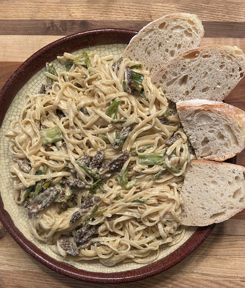 Morel and Asparagus Linguine with Wild Ramps