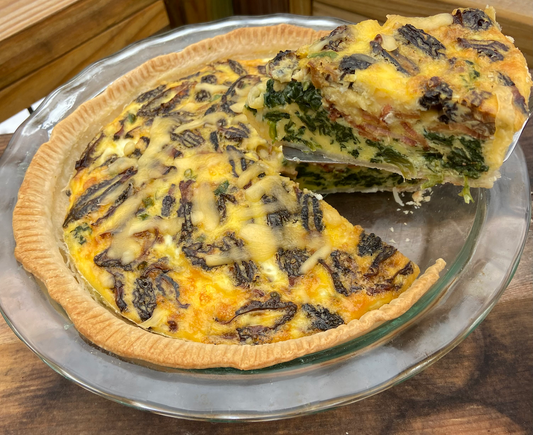 Morel, Spinach and Bacon Quiche with Gouda