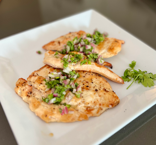Grilled Chicken with Cilantro Red Onion Salsa