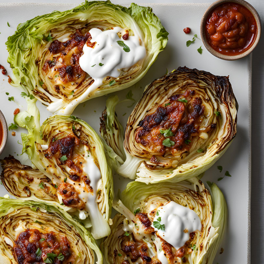 Grilled Chipotle Cabbage Wedges with Jalapeno Lime Crema