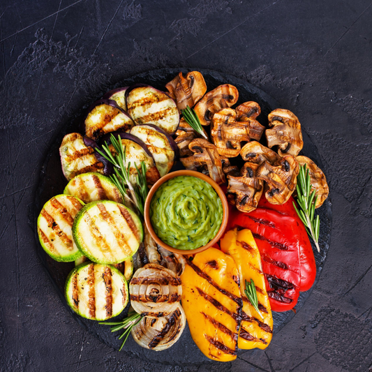 Marinated Grilled Vegetables with Avocado Feta