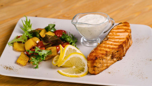 Grilled Salmon with Greek Salad