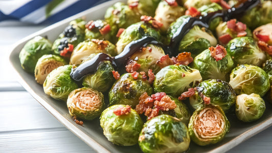 Roasted Brussels Sprouts with Pancetta and Balsamic Glaze